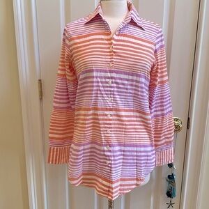 Oliphant Striped Tunic Button Down Top Small
